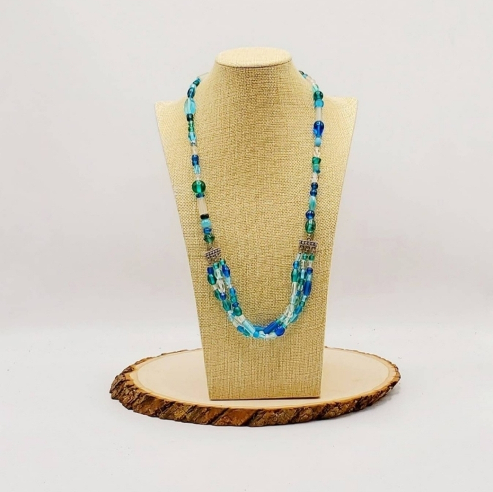 Multi-Strand Blue Statement Necklace - image 2